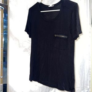 Black gold zip up pocket loose t-shirt size small-oversized